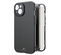 Black Rock Coque pour iPhone 15 "360° Glass Double Face, Antichoc [Etui Housse 360 Degrés] [Coque iPhone Compatible Charge sans Fil] - Noir Carbon