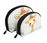 Black Rooster Lot de 2 trousses de maquillage portables avec fermeture éclair pour cosmétiques, Adorable nœud en forme de girafe, Taille unique