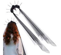Black Rose Head Abch - Vintage Halloween Costume Canda pour cheveux avec voile, couronne de fleurs gothiques, élégant accessoire de fête | Day of the Dead Hairband for Carnival Wedding Masquerade