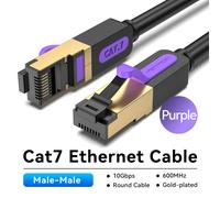 (Black Round Cable¿10m) Câble Ethernet Vention RJ 45 Cat7 câble Lan câble réseau STP RJ45 pour cordon de raccordement Compatible Cat6 pour routeur câble Ethernet Cat7