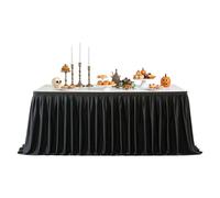 Black Ruffle Table Skirt - 6ft/9ft/14ft Skirted Table Decoration for Wedding, Birthday Party, Baptism, Graduation, Carnival, Baby Shower, Banquet, Christmas, Halloween, Holiday Event, Elegant Desk and
