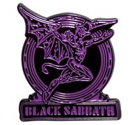 Black Sabbath Purple Text Logo Daemon Pin Badge Size One Size