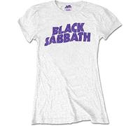 Black Sabbath - T-Shirt # XL Ladies White # Wavy Logo Vintage [Import]