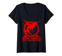 Black Sabbath Tour européen officiel de 1975 T-Shirt avec Col en V
