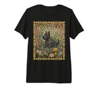 Black Scottish Terrier dans Un Vieux Jardin Anglais T-Shirt Haut de Gamme