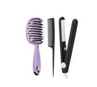 (Black Set 01) Mini lisseur électrique en céramique unisexe, fer plat portable pour lissage humide/sec