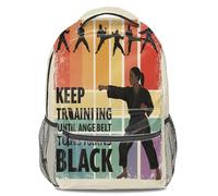 Black Shadow Warrior Sac à dos de motivation Pop Art Style Silhouette d'arts martiaux Sac à dos d'école, sac à dos de sport décontracté pour adolescents garçons et filles, style 1, L