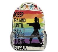 Black Shadow Warrior Sac à dos de motivation Pop Art Style Silhouette d'arts martiaux Sac à dos d'école, sac à dos de sport décontracté pour adolescents garçons et filles, style 3, L