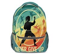 Black Shadow Warrior Sac à dos de motivation Pop Art Style Silhouette d'arts martiaux Sac à dos d'école, sac à dos de sport décontracté pour adolescents garçons et filles, style 2, L