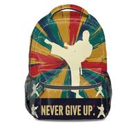Black Shadow Warrior Sac à dos de motivation Pop Art Style Silhouette d'arts martiaux Sac à dos d'école, sac à dos de sport décontracté pour adolescents garçons et filles, style 5, L