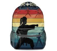 Black Shadow Warrior Sac à dos de motivation Pop Art Style Silhouette d'arts martiaux Sac à dos d'école, sac à dos de sport décontracté pour adolescents garçons et filles, style 4, L