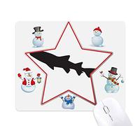 Black Shark Biology Fish Outline Christmas Snowman Family Star Mouse Pad