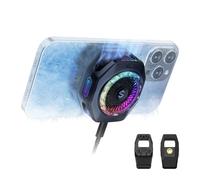 Black Shark Refroidisseur de téléphone magnétique 5 Pro - 18 LED RVB adressables, poignée amovible, ventilateur thermostatique contrôlé par application pour iPhone MagSafe/Android/iPad - jeu/streaming