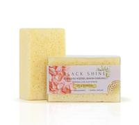 Black Shine Savon Éponge Naturelle à la Rose - Savon Exfoliant Corps & Visage - Soin Hammam Turc, Savon Bio Artisanal pour Peau Douce et Hydratée, Éponge Intégrée Naturelle (Paquet de 4)