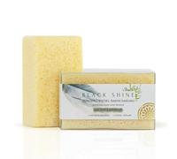 Black Shine Savon Éponge Naturelle au Lait de Chèvre - Savon Bio Exfoliant Corps & Visage - Soin Hammam Turc, Éponge Intégrée Naturelle, Peau Douce & Hydratée, Savon Artisanal Fait Main (Paquet de 4)