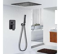 Black Shower Robinet Set Plafond Mount De 16 Pouces Pays De Douche De Pluie Set À Main Le Pulvérisateur Avec Soupape