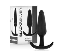 Black&Silver Hansel Plug Anal Silicone avec Petite Poignée 1 Unité