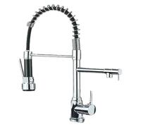 Black Spring Pull Down Kitchen Sink Faucet Hot Cold Water Mixer Crane Tap with Dual Spout Deck Mounted 360 Rotation Faucets,Single Lever Monobloc Kitchen Mixer