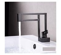 Black Square Vessel Robinet pivotant Salle Bain en Laiton, mélangeur à Froid Chaud Accessoire de lavabo Moderne pour vanité - Finition néronale élégante