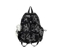 (Black) Student School Backpack Women Backpack All-matching Daypacks Girls Full Print Backpack Travel Backpack for Daily Work White