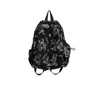 (Black) Student School Backpack Women Backpack All-matching Daypacks Girls Full Print Backpack Travel Backpack for Daily Work White