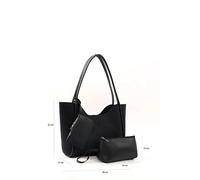 Black suede SHK108 women hand and shoulder bag with wallet and makeup bag