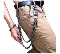 Black Sugar Chaine Pantalon Métal Noir Gris Porte Feuille Clés Anneaux Balle Gun Corne Cuir Skull Tête Mort Motard Punk Gothique Goth Biker Squelette (Balle)