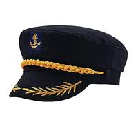 Black Sugar Chapeau Casquette Capitaine Mixte Adulte Ado Enfant Broderie Marine Marin Caps Blanc Noir Bateau Ancre (Noir)