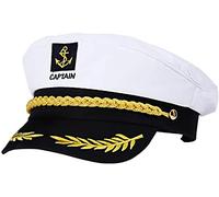 Black Sugar Chapeau Casquette Capitaine Mixte Adulte Ado Enfant Broderie Marine Marin Caps Blanc Noir Bateau Ancre (Blanc)