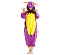 Black Sugar Combinaison Kigurimi Pyjama Grenouillère Hibou Dragon Chat Noir Rose Ane Lapin Bleu Adulte Adolescent Unisexe Peluche Doux Déguisement Carnaval Sans Chaussons (Dragon, XL)