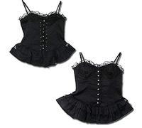 Black Sugar débardeur Top Chemise Bustier Noir Bretelle Lacets Haut Serre Taille Goth Gothique Punk Emo (M)