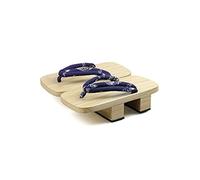 Black Sugar homme Géta en Bois Gros Talons Sandales Samurai en Bois Chausson Japonais Talon 5cm Maison Sortie déguisement Cosplay Tenue Japonais M(37/39) L(40/41)XL(42/44)XXL(45/46) (Bleu Dragon, XL)