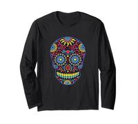 Black Sugar Skull Le Jour des Morts Dia De Los Muertos Vintage Manche Longue