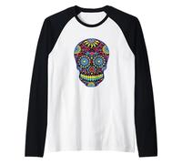 Black Sugar Skull Le Jour des Morts Dia De Los Muertos Vintage Manche Raglan