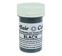 BLACK - Sugarflair Edible Sugar Sprinkles Food Colour Colouring Cake Decorating