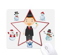Black Suit Argentina Cartoon Christmas Snowman Family Star Mouse Pad