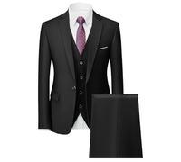 Black Suits for Men One Button 3 Piece Blazer Dress Prom Tuxedo Set Business Wedding Jacket Vest Pants Black X Large