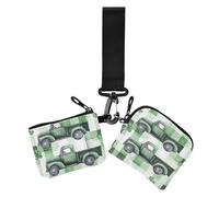 Black Sun Bufflao Lot de 2 portefeuilles doubles pour femme avec fermeture éclair amovible et sangle de poignet Motif trèfle Vert, Black Sun Bufflao Plaid Vert Truck Shamrock St, 1 size, Impression
