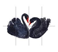 Black Swans Painting XL Giant Panel Poster (8 Sections) La peinture Affiche
