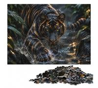 Black Tiger with Orange Stripes in Water Puzzle en Bois, 1000 pièces | Cadeau pour amateur de puzzle - moment puzzle à partager à la maison le w nd.