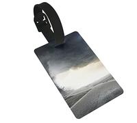 Black Tornado Funnel Gas and Thunder Rolling On The Road Fume Disaster Lot de 2 étiquettes à bagages, boucle d'étiquette d'identification et carte d'adresse pour sac de voyage et valise