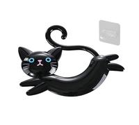 Black Towel Rack Cat Wall Decor - No-Drill Cute Funny Cat-Shaped Organizer for Towels Kitchen Bathroom Shower Office Dorm RV Hotels Restaurants Modern Home Decor ABS 24.5x19.5cm 9.64x7.67inch