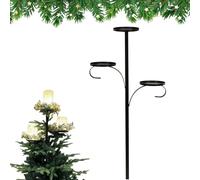 Black Triple Tree Topper,Black Triple Tree Topper Candle Holder, Christmas Tree Topper Holder,Candelabra Tree Topper Christmas, 3 Tier Christmas Candle Holder For Light Up Christmas Tree (24in)