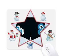 Black Trunks Spray Illustration Pattern Christmas Snowman Family Star Mouse Pad