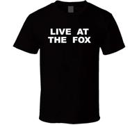 Black Tshirt with Live at The Fox Tshirt for Men Short Sleeve Top Manches Courtes(Large)