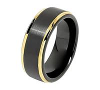Black Tungsten Rings For Men Wedding Gold Step Edge Size Nettoyeur Boîte Bijoux (A, B)