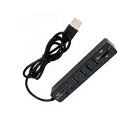 (Black) USB 2.0 Hub 6 Port Hub Multi Splitter Port 100cm Long cable Multiple Expanderfor Computer Laptop PC USB Adapter Accessories