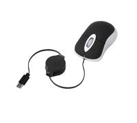 (Black) USB C Corded Mouse Retractable Cable Small Mouse for Kids Children 1000DPI