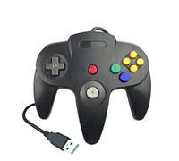 (Black) USB N64 Controller, Wired PC Gamepad for Windows, Compatible with N64 Emulators, Retro Gaming Controller