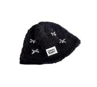 (Black) Vacation Hat Handmade Y2K Bucket Hat Cloche Style Surprise Gift for Girlfriend for Church Vacations French Style White